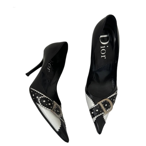 Dior Black and White Buckle Heels - Picture 1 of 5